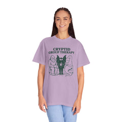 Cryptid Group Therapy Bigfoot, Mothman and Loch Nessie Unisex T-Shirt, Funny Graphic Tee, Gift for Cryptid Lovers, Quirky Casual Wear, Cool Humor Shirt