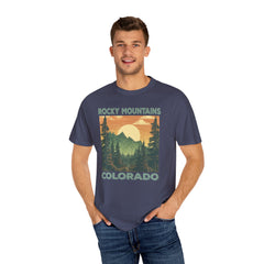Rocky Mountains Colorado Graphic, Comfort Colors Soft Relaxed Fit Unisex Garment-Dyed T-shirt