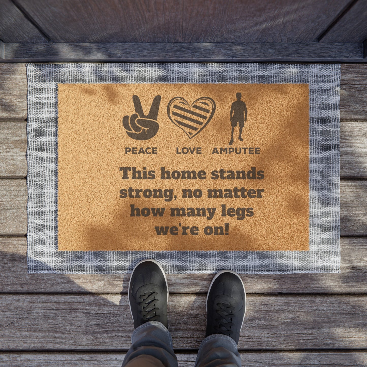 Amputee - Doormat | Amputee Awareness | Limb Awareness | Amputee Humor | Leg Amputee Gift | Unique Doormat | Disability Gift | Motivational