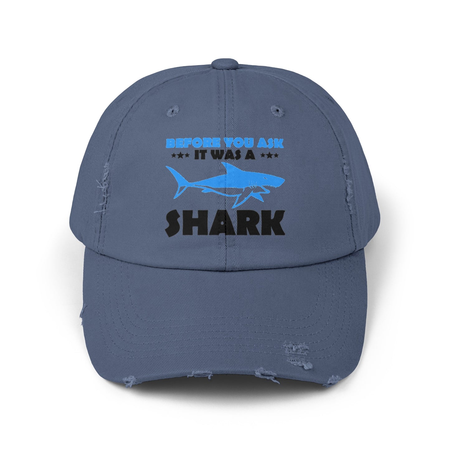 Funny Amputee cap, Before you ask it was a shark, Limb Loss Awareness cap, distressed unisex hat, amputee gift, recovery encouragement gift