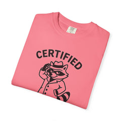 Certified Shenanigans Specialist T-shirt, Funny Tee, Unique Gift for Raccoon Lovers, Casual Wear, Birthday, Party Shirt