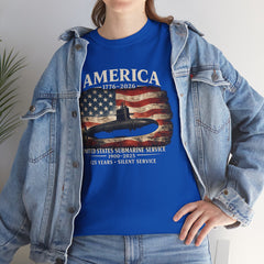 America 250th Submarine 125th Flag T-Shirt — Vintage USA Military Tee