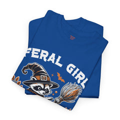 Feral Girl Halloween Raccoon! Graphic Unisex Heavy Cotton Tee