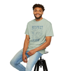 Dolphin, Respect The Ocean -  Graphic Unisex Garment-Dyed T-shirt