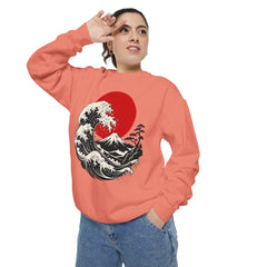 Japanese Wave and Red Sun Comfort Colors Sweatshirt