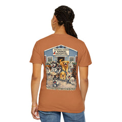 Front Logo Back Graphic Baldwin Harbor Animal Hospital "Who Let the Dogs Out?" Graphic Tee