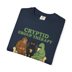 Cryptid Group Therapy Bigfoot, Mothman and Loch Nessie Unisex T-Shirt, Funny Graphic Tee, Gift for Cryptid Lovers, Quirky Casual Wear, Cool Humor Shirt