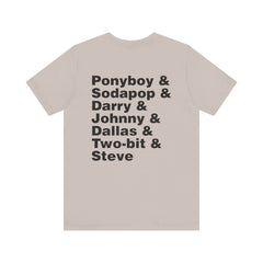 The Outsiders Shirt, Front and Back Images, Greasers Characters Shirt, Unisex Jersey Short Sleeve Tee