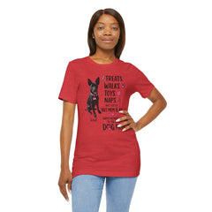 Personalized Your Dog and its name Mother's Day T-Shirt — 'Treats. Walks. Toys. Naps.