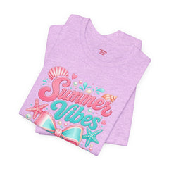 Summer Vibes Tee — Pastel Seashell Bow Beach T-Shirt