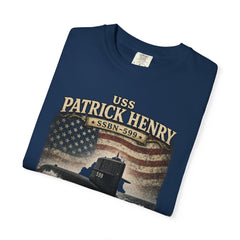 USS Patrick Henry SSBN 599 Submarine T-Shirt with a quote from its namesake