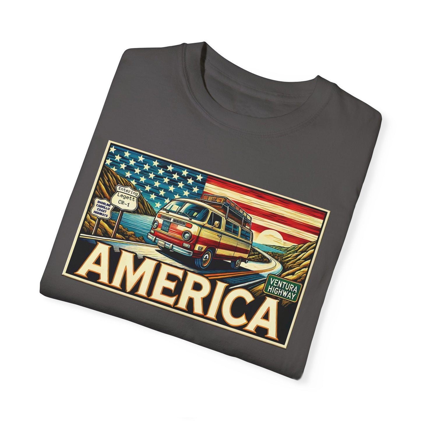 Ventura Highway Driving America Graphic Comfort Colors Unisex Garment Dyed T-shirt