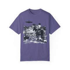 UFO Meets Cowboy Unisex Garment Shirt -Dyed  T Shirt