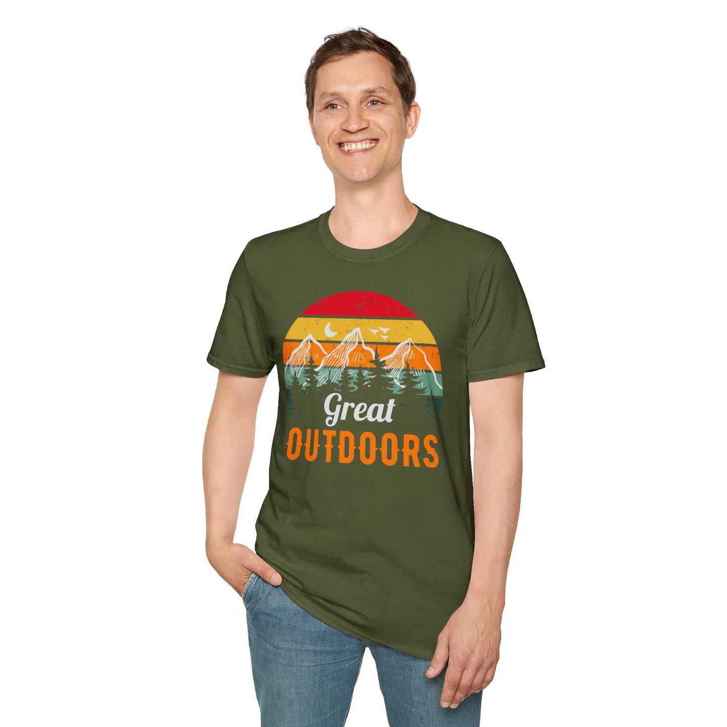 Great Outdoors Mountain Views Unisex Softstyle Graphic T-Shirt