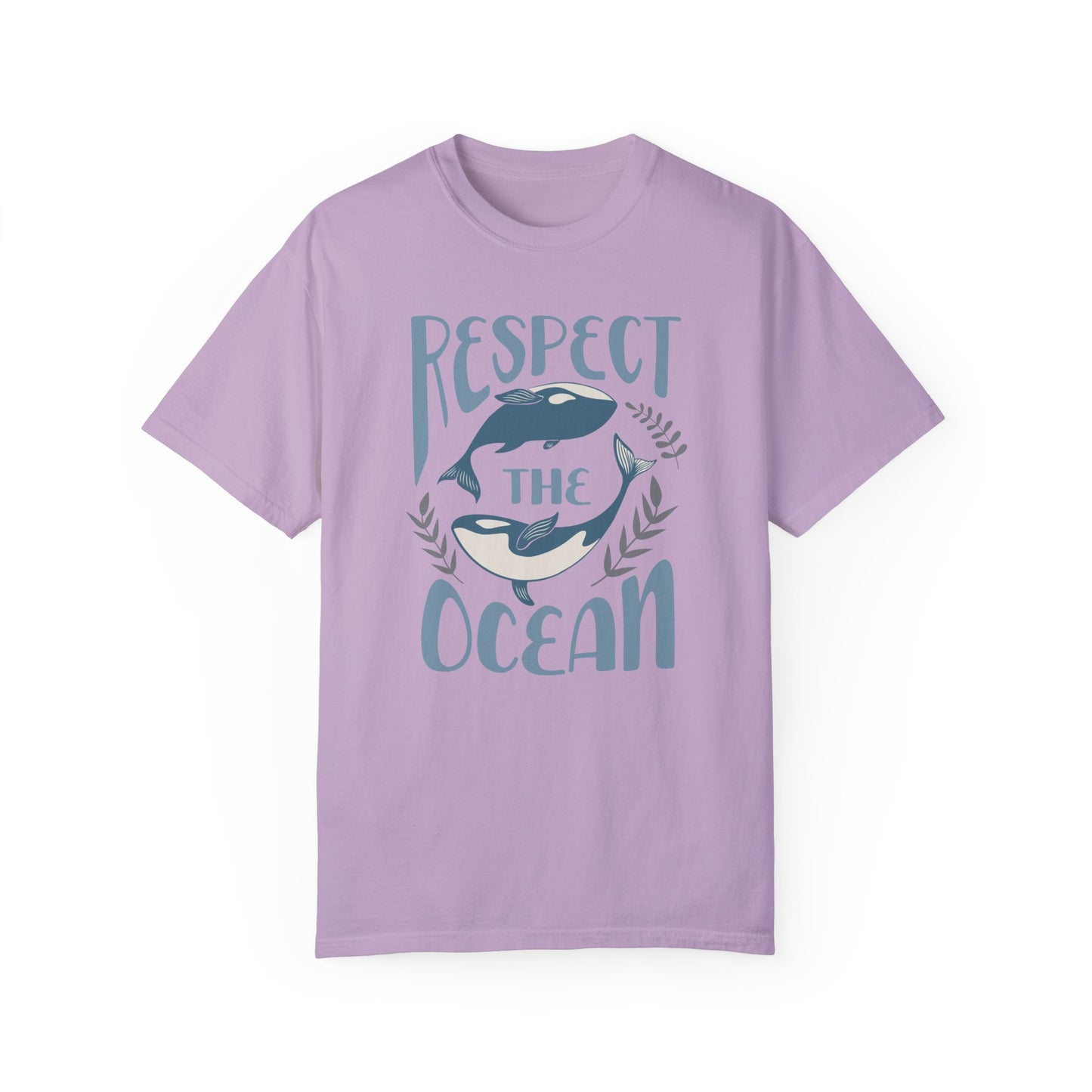 Whales, Respect The Ocean -  Graphic Unisex Garment-Dyed T-shirt