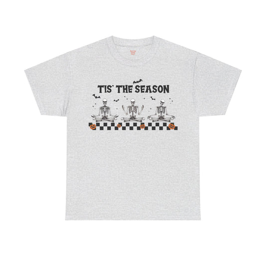 Tis The Season Skeletons Halloween - Graphic Unisex Heavy Cotton Tee