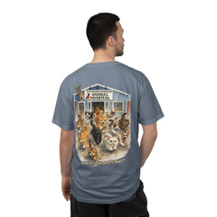 Back Graphic "Who Let the Cats Out?" Baldwin Harbor Animal Hospital Cute Vet Clinic T Shirt