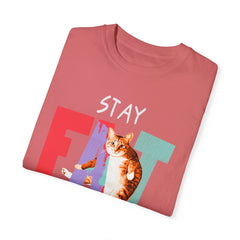 Stay Fat Lazy and Happy Cat - Graphic Unisex Garment-Dyed T-shirt