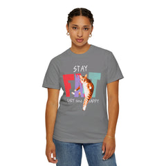 Stay Fat Lazy and Happy Cat - Graphic Unisex Garment-Dyed T-shirt