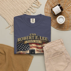 USS Robert E Lee SSBN 601 Submarine T-Shirt with a quote from its namesake