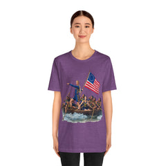 Historical Fever Patriot T‑Shirt — Revolutionary Flag Rowboat Design