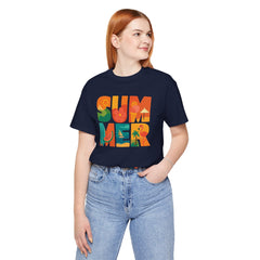 Summer Graphic Tee — Colorful Tropical "SUMMER" Typography T-Shirt