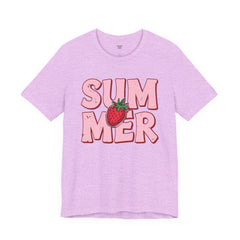 Summer Strawberry T-Shirt — Cute Pink Graphic Tee with Strawberry "SUMMER" Design