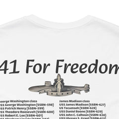 41 For Freedom FBM Fleet Ballistic Missile Submarine Unisex Jersey Short Sleeve Tee