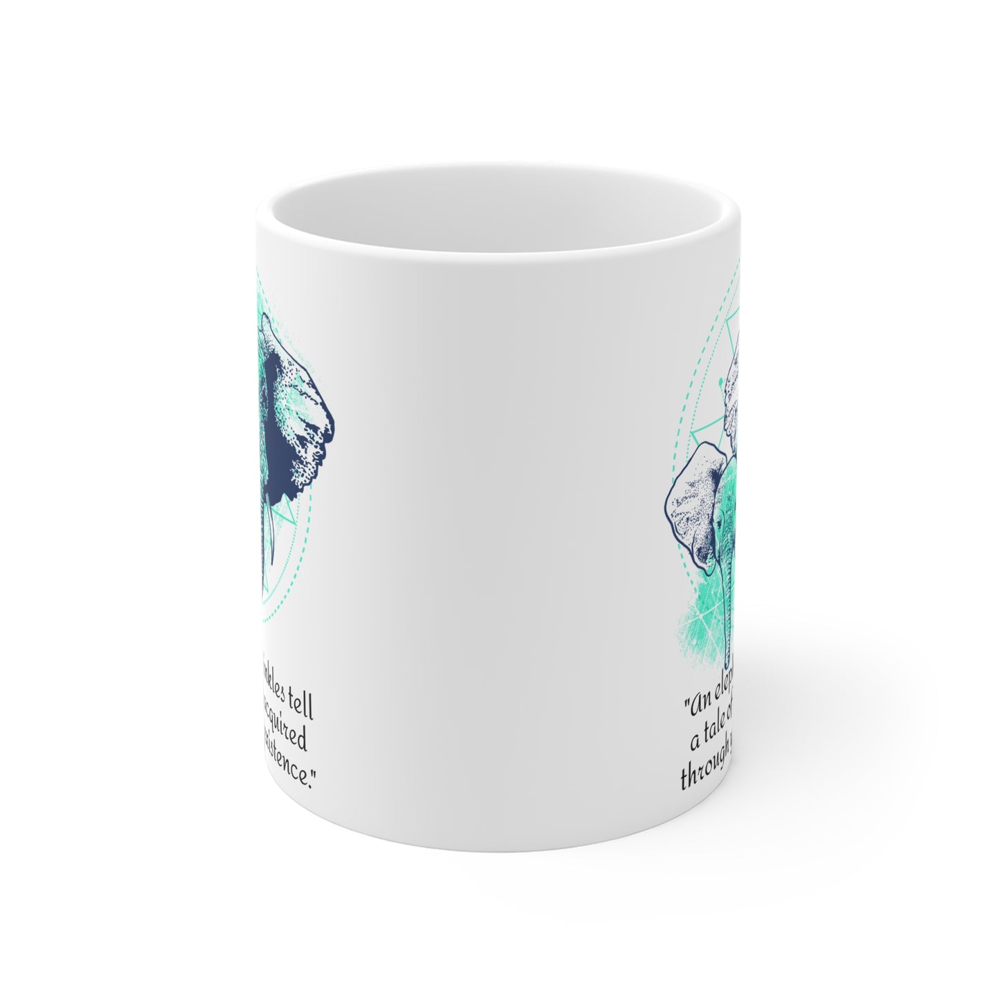 Elephant On Green Graphic Quote Mug