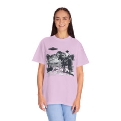 UFO Meets Cowboy Vintage Graphic T-Shirt — Retro Western Alien Tee