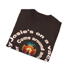 Josie's On A Vacation Far Away Come Around And Talk It Over  Unisex Softstyle T-Shirt  80s Rock The Outfield