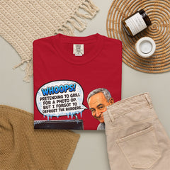 Grill Master Grandpa Funny BBQ T-Shirt — "Whoops! Pretending to Grill for a Photo" Graphic Tee