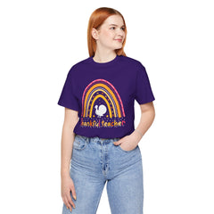 Thankful Teacher T‑Shirt – Retro Rainbow Turkey Teacher Appreciation Tee