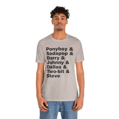 The Outsiders Shirt, Greasers Characters Shirt, Unisex Jersey Short Sleeve Tee