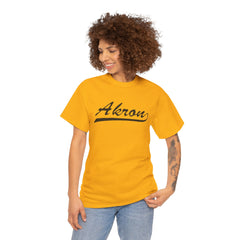 Akron Unisex Heavy Cotton Tee - Retro Dunder Mifflin Design for Nostalgic Fans