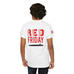SUBMARINER RED Friday T Shirt with Fouled Anchor, American Flag, FBM / Boomer Silhouette. Remember Everyone Deployed, Dolphins