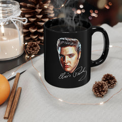Portrait of Elvis Graphic - Black Mug (11oz, 15oz)