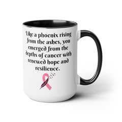 Phoenix mug, cancer survivor gift, hope mug, resilience gift, awareness mug, survivor coffee cup, cancer recovery gift, phoenix rising mug