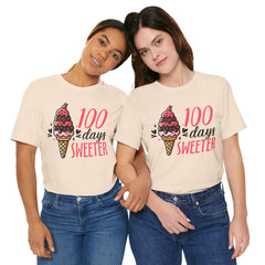 100 Days of School Unisex Tee | Elementary School, Ice Cream, Teacher Apparel