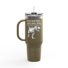 Funny Dinosaur Punctuation Saves Lives Insulated Travel Mug