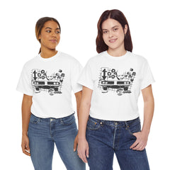 Abstract Retro Racing Car Unisex Heavy Cotton Tee | Perfect for Car Enthusiasts, Father's Day Gift, Casual Wear, Vintage Style, Unique Graphic Shirt