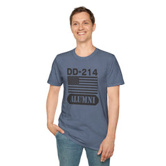 DD-214 Alumni with American Flag  Unisex Softstyle T-Shirt