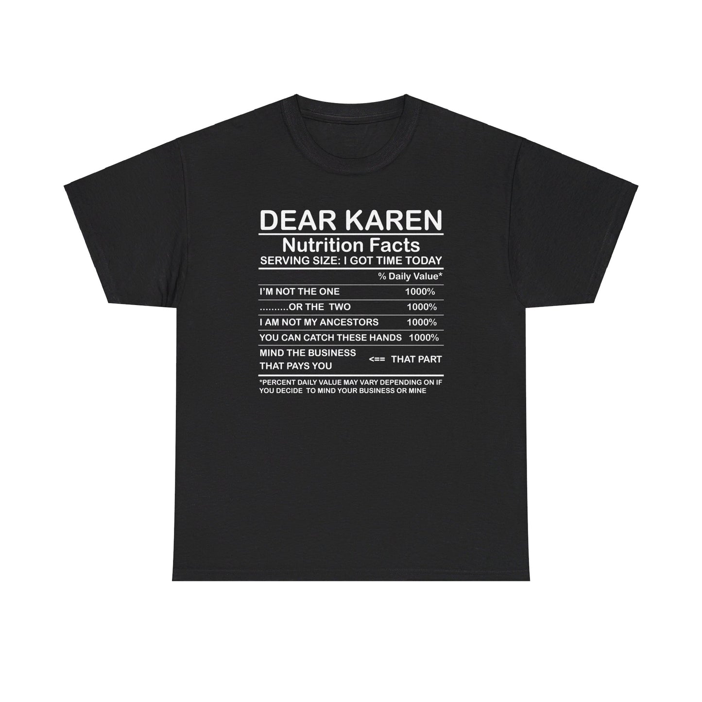 Karen Nutritional Facts Unisex Heavy Cotton Tee