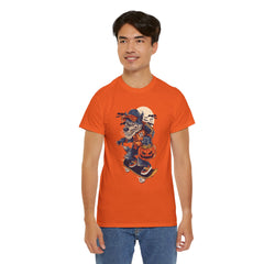 Trick or Treat Skateboarding Wolf! Graphic Unisex Heavy Cotton Tee