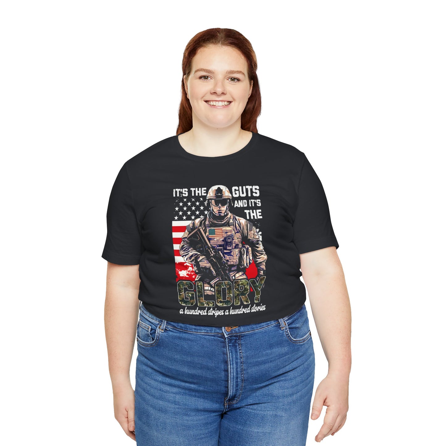 Patrotic American Soldier, Its The Guts And The Glory, Unisex Jersey Short Sleeve Tee