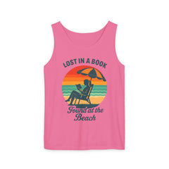 Beach Reader Unisex Tank Top | Summer Vibes | Lost In A Book | Perfect for Book Lovers, Beach Days, Vacations, Gifts, Relaxing Moments