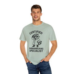 Certified Shenanigans Specialist T-shirt, Funny Tee, Unique Gift for Raccoon Lovers, Casual Wear, Birthday, Party Shirt