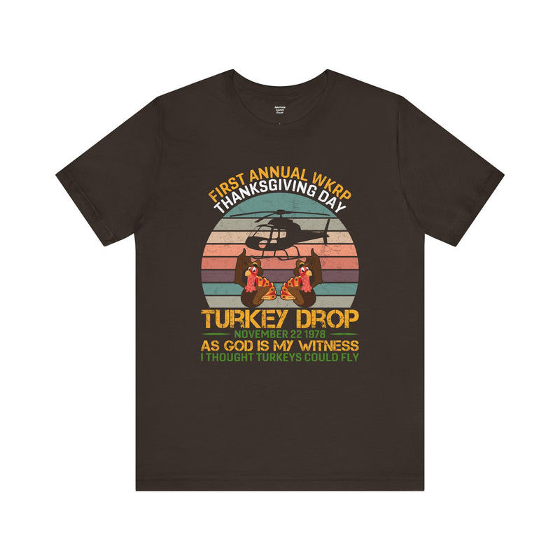 Thanksgiving Turkey Drop Unisex Tee - Vintage WKRP Design