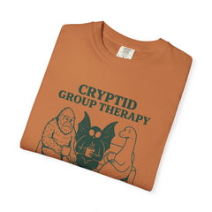 Cryptid Group Therapy Bigfoot, Mothman and Loch Nessie Unisex T-Shirt, Funny Graphic Tee, Gift for Cryptid Lovers, Quirky Casual Wear, Cool Humor Shirt