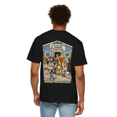 Back Graphic "Who Let the Dogs Out?" Baldwin Harbor Animal Hospital Cute Vet Clinic T Shirt